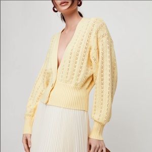 Aritzia Wilfred New Front Plunge Cardigan White